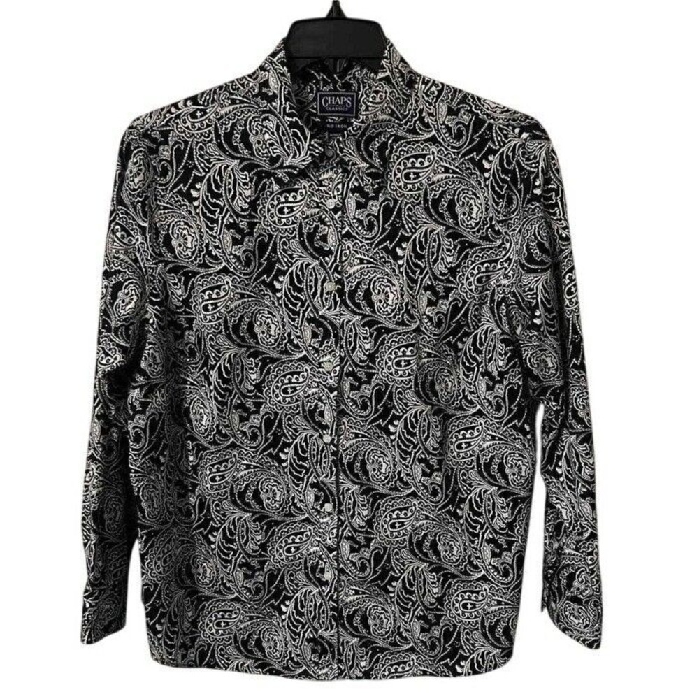 Mens CHAPS Classics No Iron Cotton Button Down Long Sleeve Dress Shirt Preppy XL